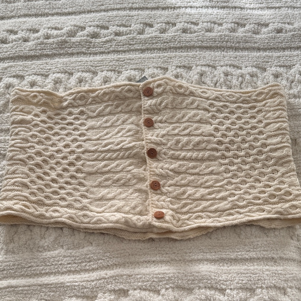 Aran Crafts Off-the-Shoulder Cream Sweater